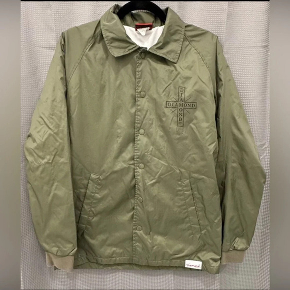 Diamond Supply Co. EUC Skater Life Cross Logo Jacket Green lined windbreaker SM - Picture 12 of 12